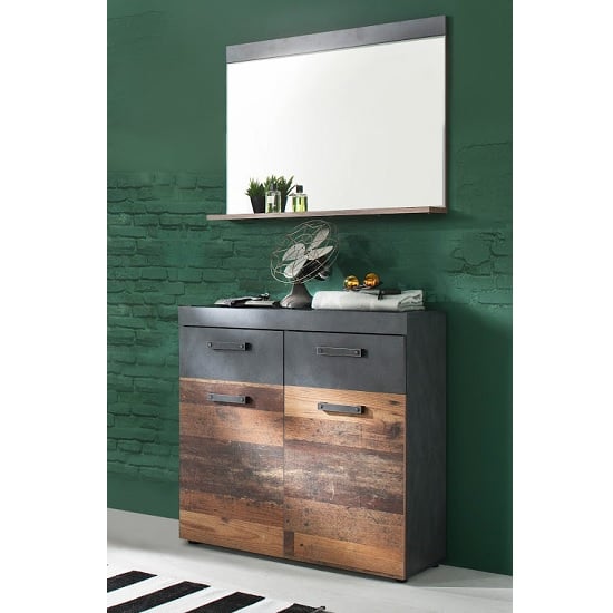 Photo of Saige hallway stand 1 in old wood and graphite grey