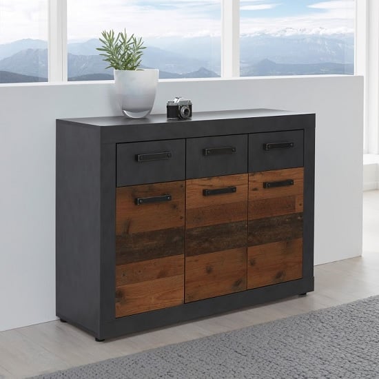 Saige Compact Wooden Sideboard In Graphite Grey And Old Wood_1
