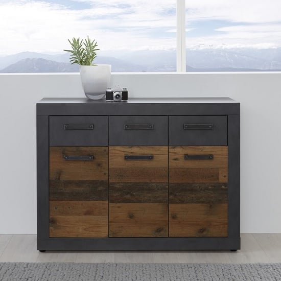 Saige Compact Wooden Sideboard In Graphite Grey And Old Wood_2