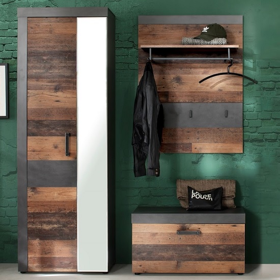 Saige Hallway Furniture Set 1 In Old Wood And Graphite Grey_3