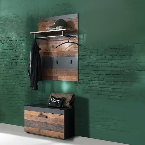 Read more about Saige hallway stand in old wood and graphite grey