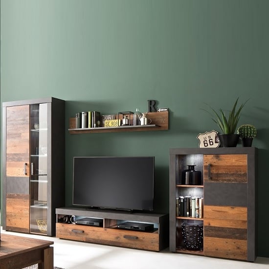 Saige Living Room Set In Old Wood And Graphite Grey With LED_2