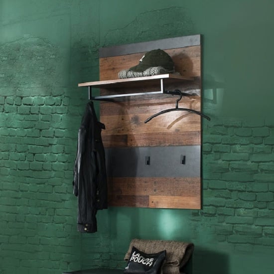 Saige Wall Mounted Coat Rack In Old Wood And Graphite Grey_1