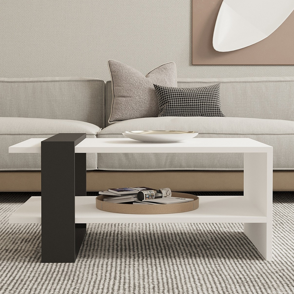 Funda Rectangular Wooden Coffee Table in Anthracite and White