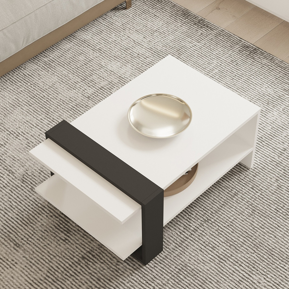 Funda Rectangular Wooden Coffee Table in Anthracite and White