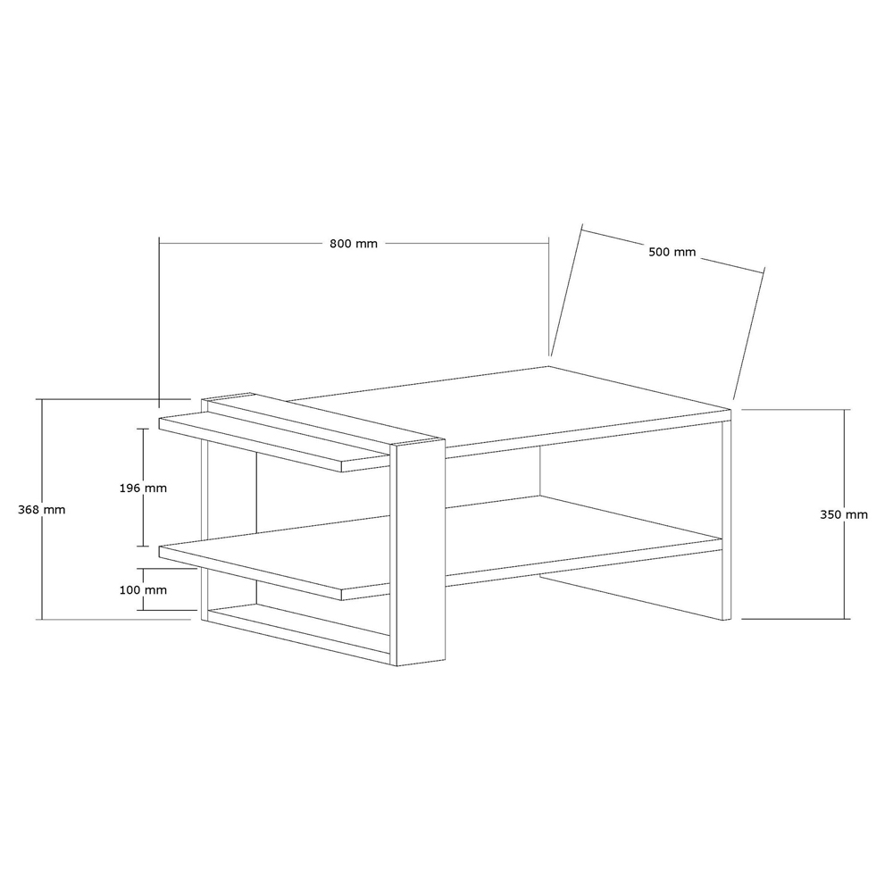 Funda Rectangular Wooden Coffee Table in Anthracite and White
