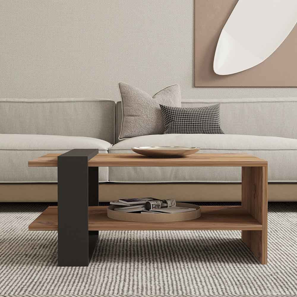Funda Rectangular Wooden Coffee Table in Oak and Anthracite