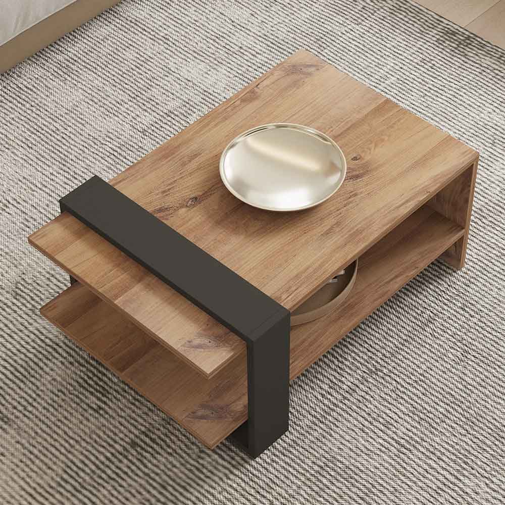 Funda Rectangular Wooden Coffee Table in Oak and Anthracite