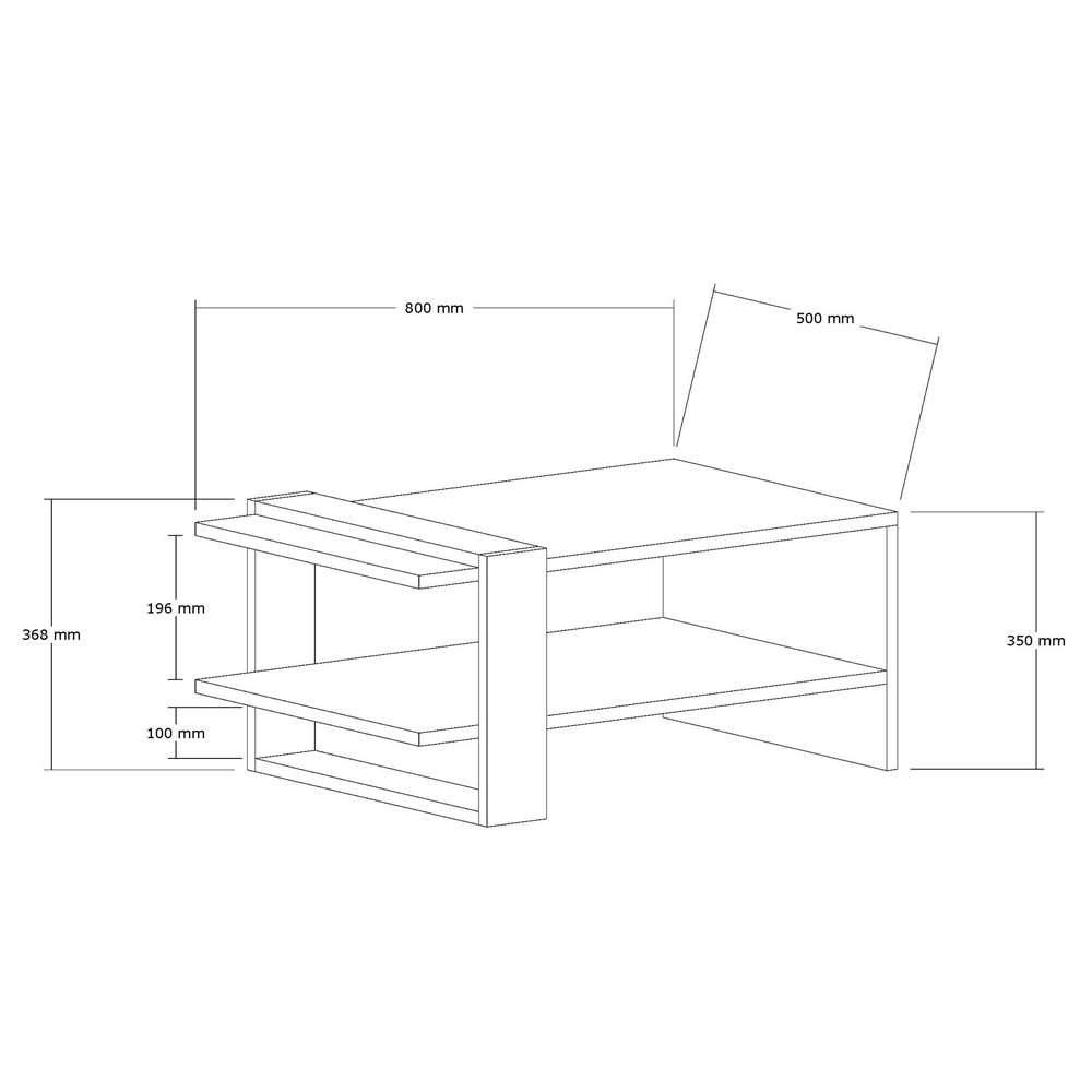 Funda Rectangular Wooden Coffee Table in Walnut and White
