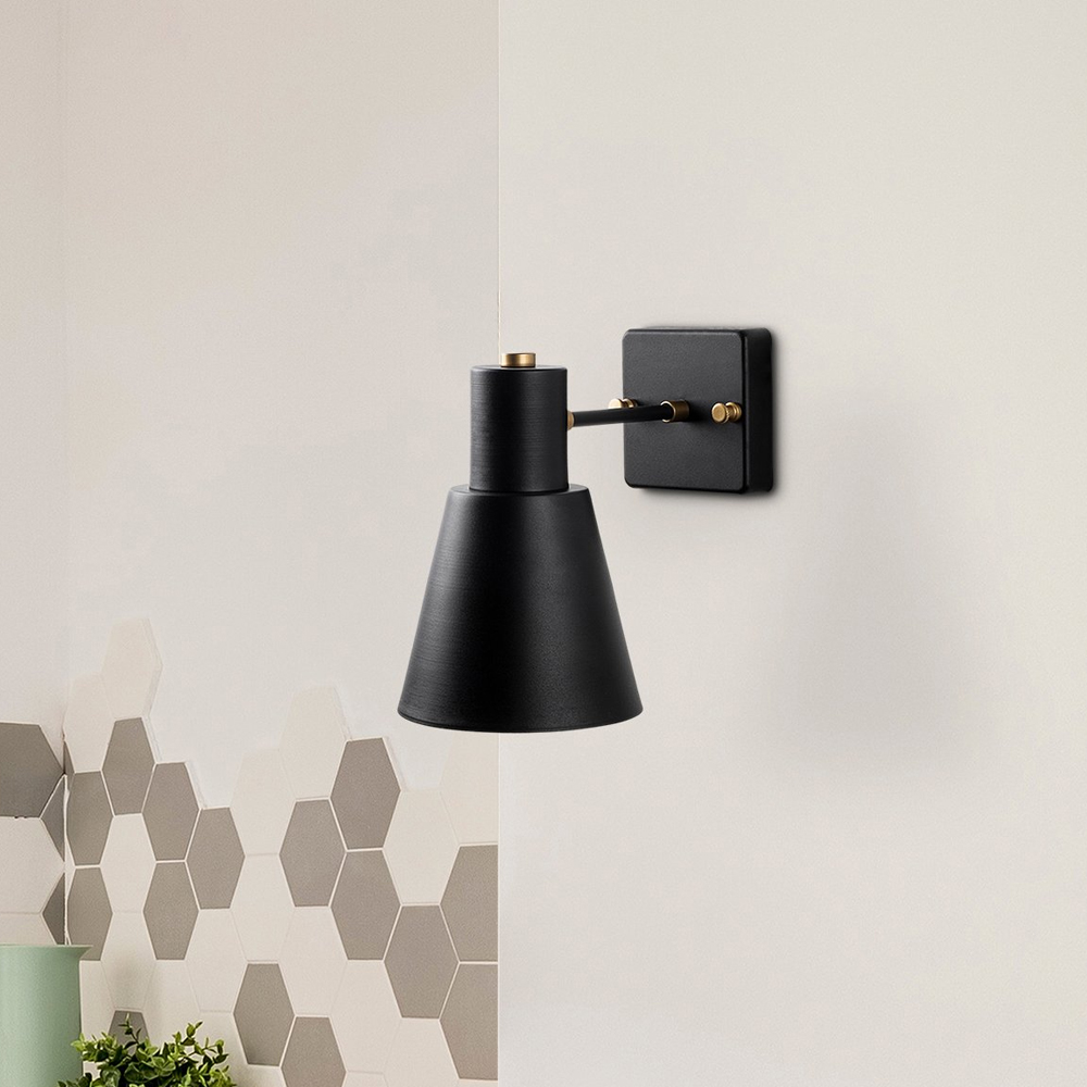 Funnel Metal Wall Light in Black and Gold