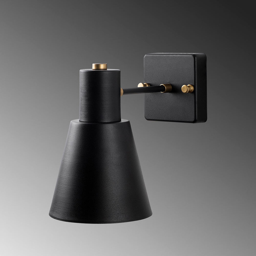 Funnel Metal Wall Light in Black and Gold