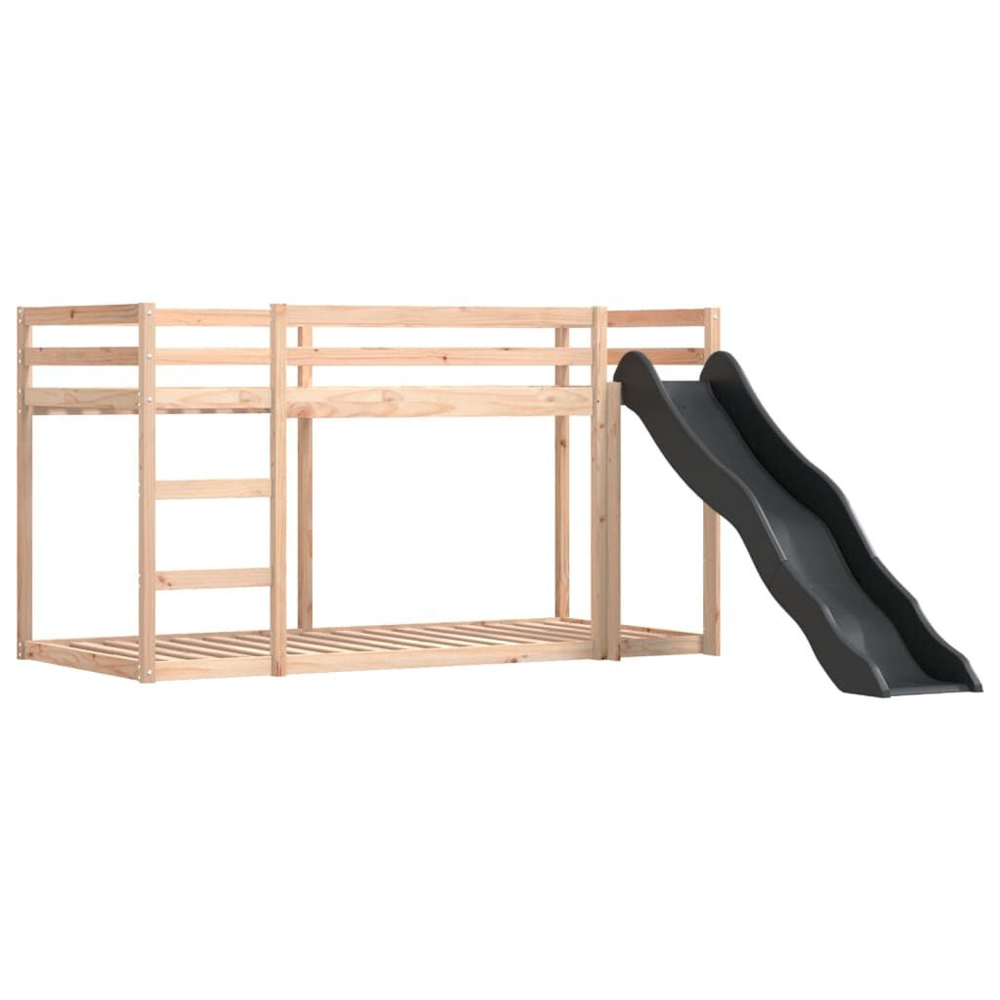 Funner 80x200cm Oak Wooden Kids Bunk Bed With Slide - White And Black