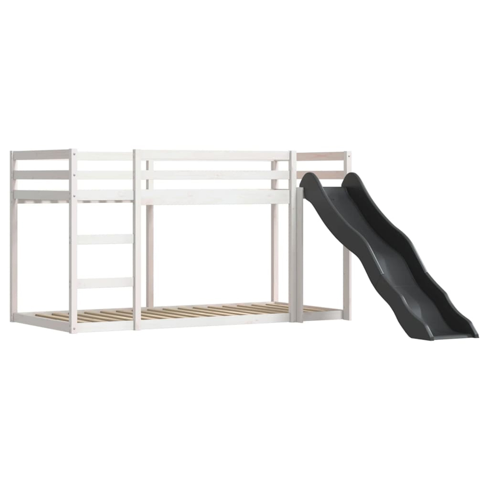 Funner 90x190cm White Wooden Kids Bunk Bed With Slide - Blue
