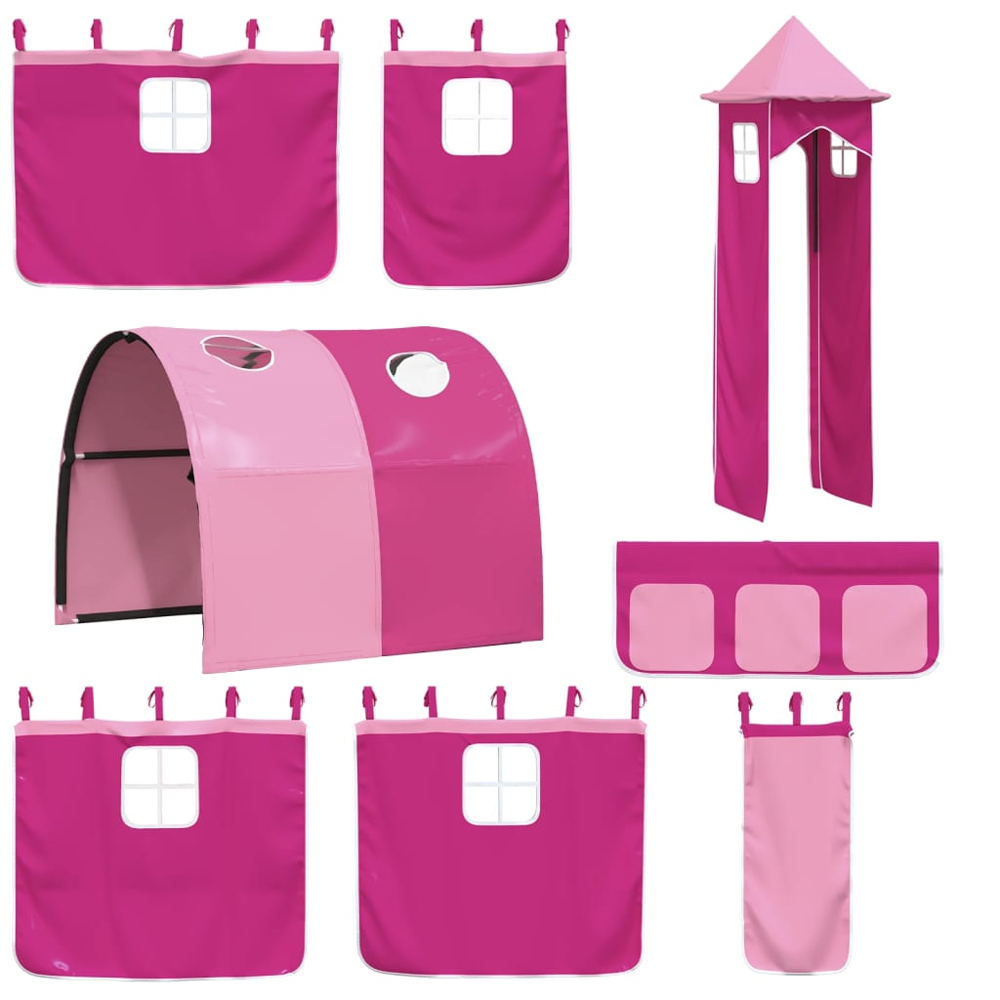 Funner 90x190cm White Wooden Kids Bunk Bed With Slide - Pink