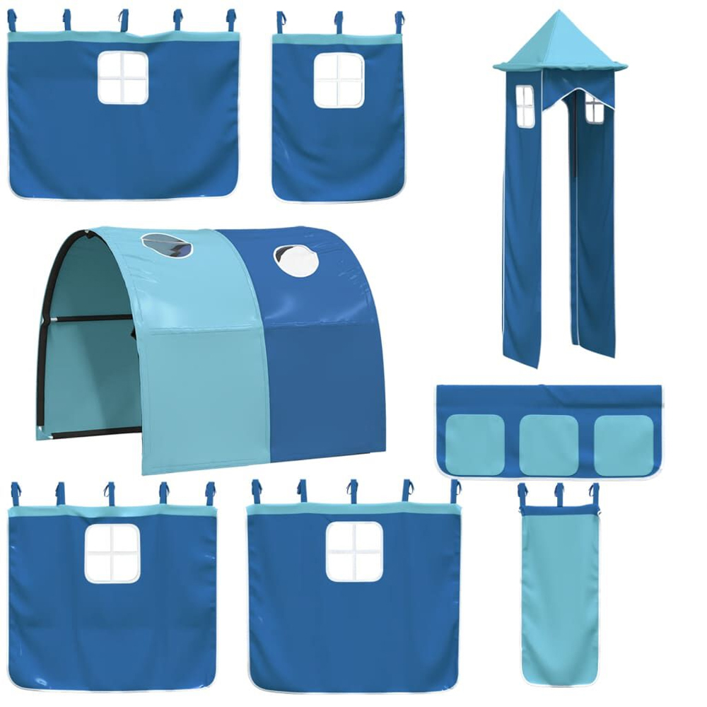 Funner 90x200cm White Wooden Kids Bunk Bed With Slide - Blue