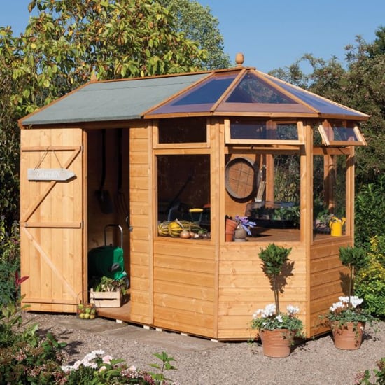 Read more about Furnace wooden potting store shed in dipped honey brown