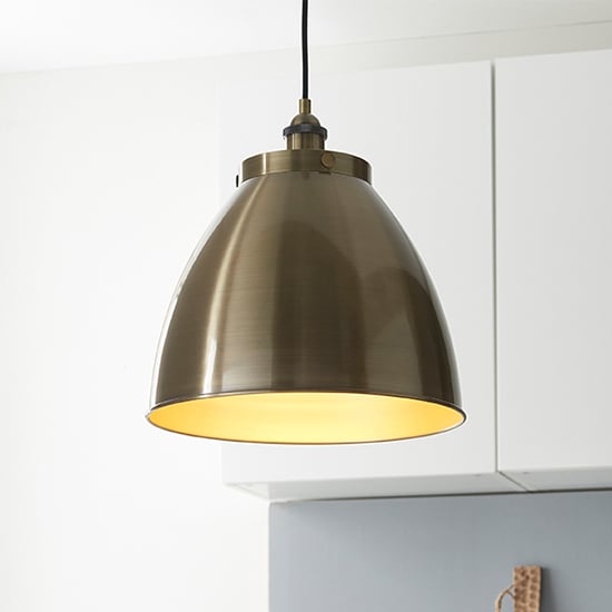 Photo of Furth large ceiling pendant light in antique brass