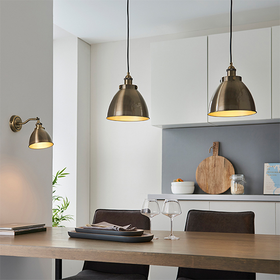 Furth Small Ceiling Pendant Light In Antique Brass