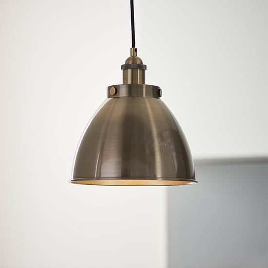 Photo of Furth small ceiling pendant light in antique brass