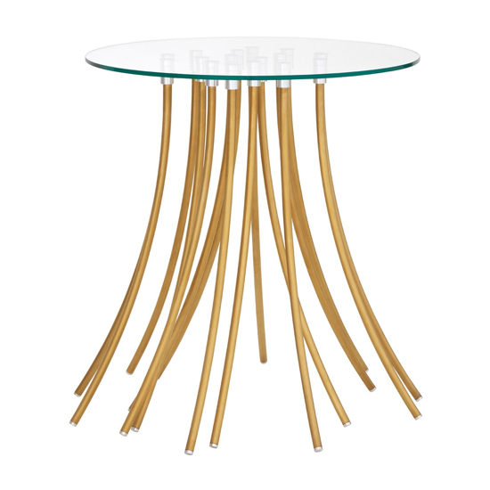 Furud Townhouse Glass Side Table With Gold Metal Legs