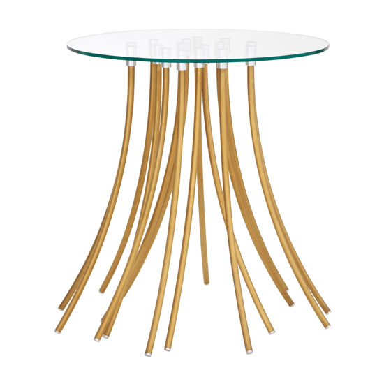 Furud Townhouse Glass Side Table With Gold Metal Legs Furniture in
