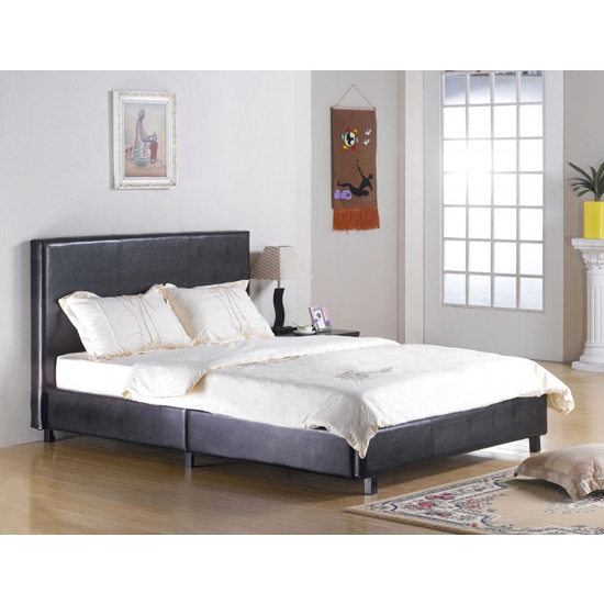 Product photograph of Feray Faux Leather King Size Bed In Black from Furniture in Fashion