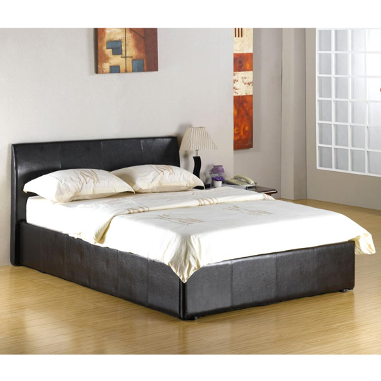 Fusion Faux Leather Storage Double Bed In Black FiF