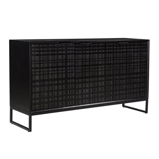Photo of Fusion large mango wood sideboard with 3 doors in black
