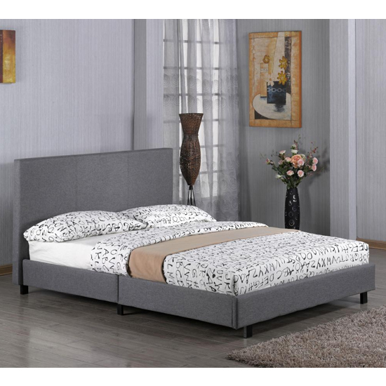 Feray Linen Fabric Single Bed In Grey
