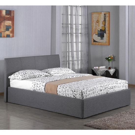 Read more about Feray linen fabric storage double bed in grey