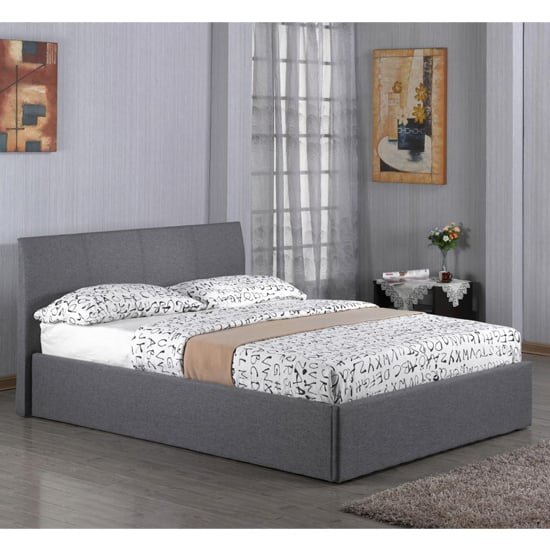 Read more about Feray linen fabric storage double bed in grey