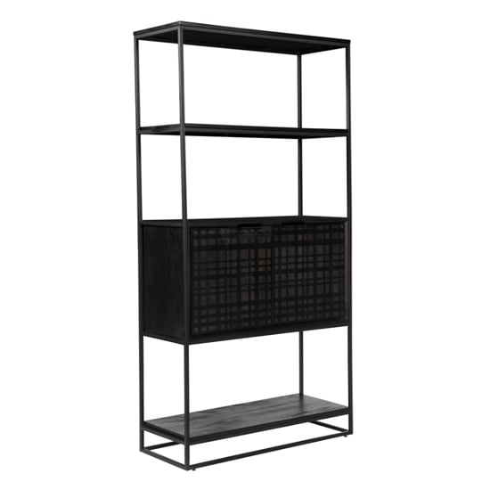 Product photograph of Fusion Mango Wood Bookcase With 2 Doors In Black from Furniture in Fashion