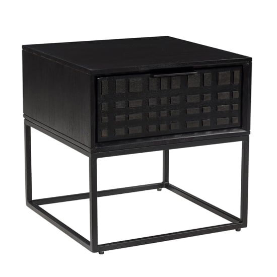 Photo of Fusion mango wood end table with 1 drawer in black