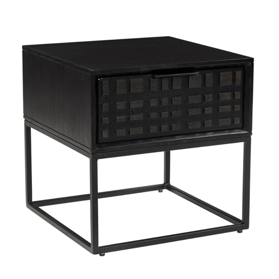 Fusion Mango Wood End Table With 1 Drawer In Black thumbnail