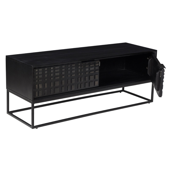 Fusion Mango Wood TV Stand With 2 Doors In Black FiF