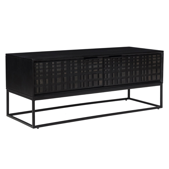 Read more about Fusion mango wood tv stand with 2 doors in black