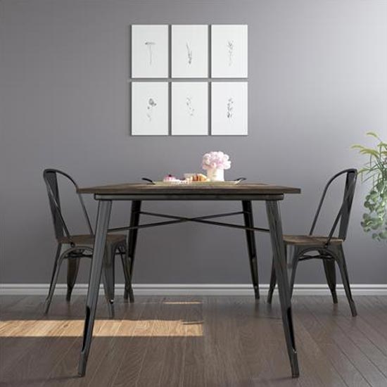 Fareham Metal Rectangular Dining Table In Black_3