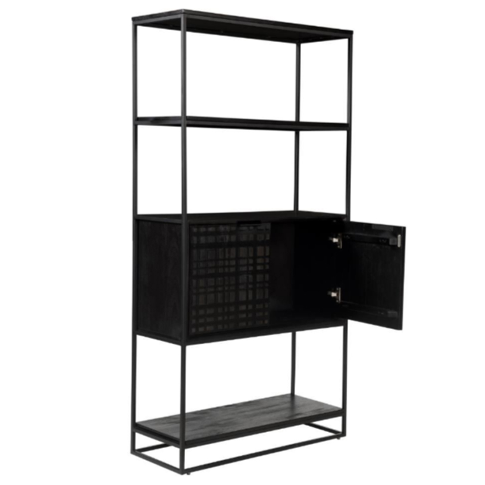 Fusion Wooden Bookcase With 2 Doors In Black