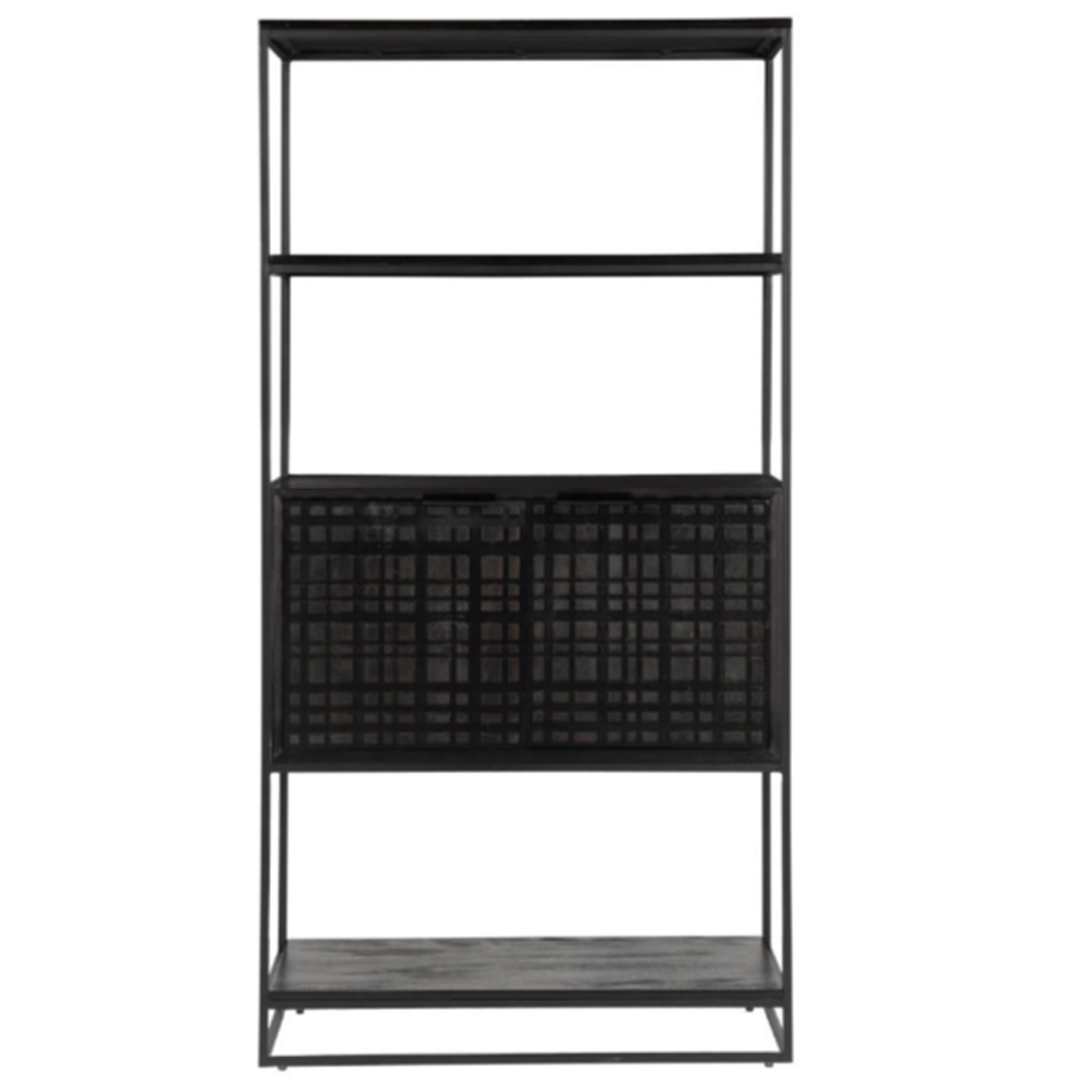 Fusion Wooden Bookcase With 2 Doors In Black