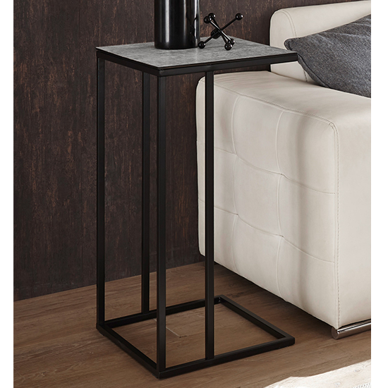 Fuxin Ceramic Side Table With Black Metal Frame