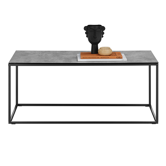 Fuxin Rectangular Ceramic Coffee Table In Grey With Black Frame_3