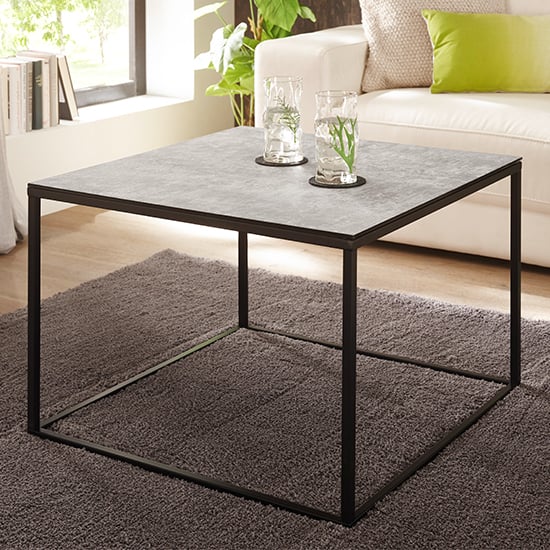 Fuxin Square Ceramic Coffee Table With Black Metal Frame