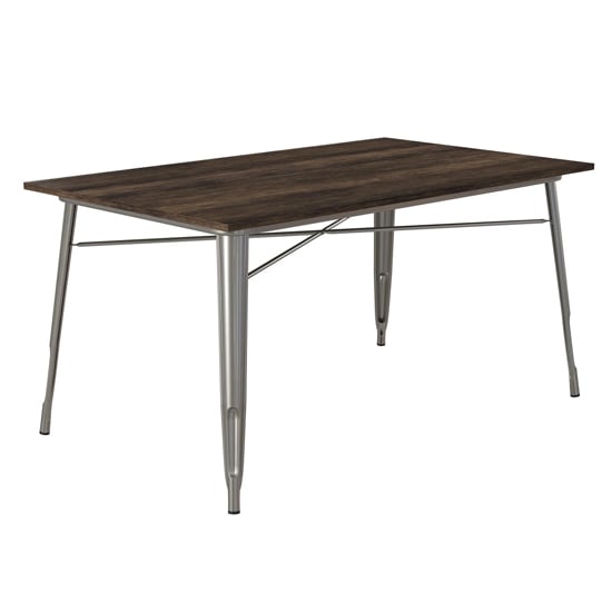 Fuzion Wooden Dining Table Rectangular With Gun Metal Frame