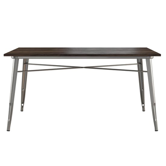 Fuzion Wooden Dining Table Rectangular With Gun Metal Frame
