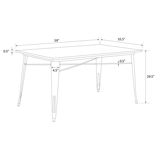 Fuzion Wooden Dining Table Rectangular With Gun Metal Frame