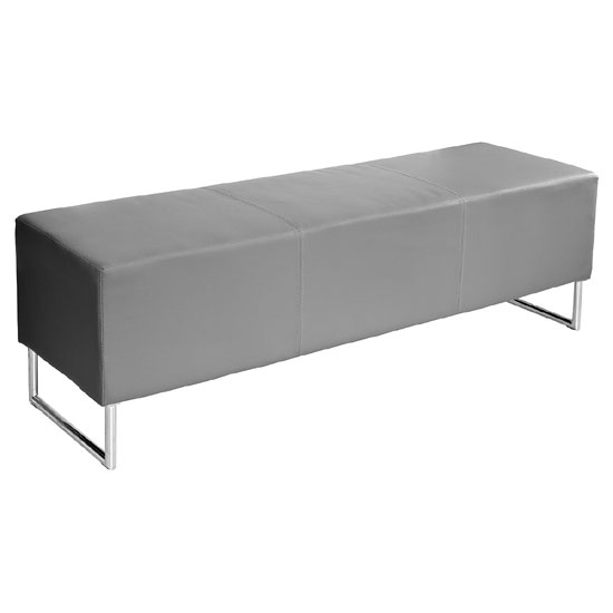 Read more about Blockette bench seat in grey faux leather with chrome legs