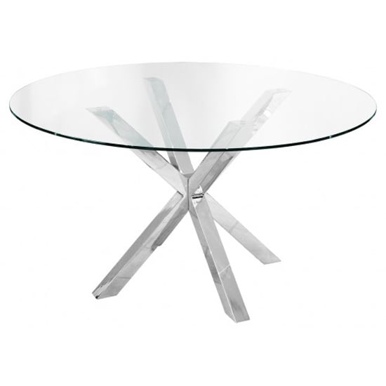 Read more about Crossley round glass dining table with stainless steel legs