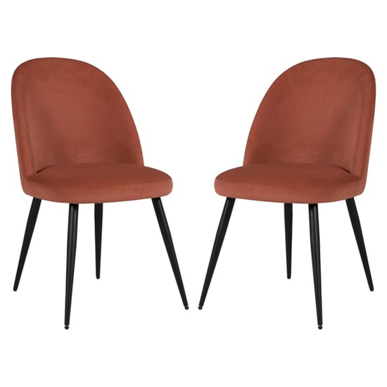 Gabbier Coral Velvet Dining Chairs With Black Legs In Pair