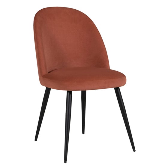Photo of Gabbier velvet dining chair with black legs in coral