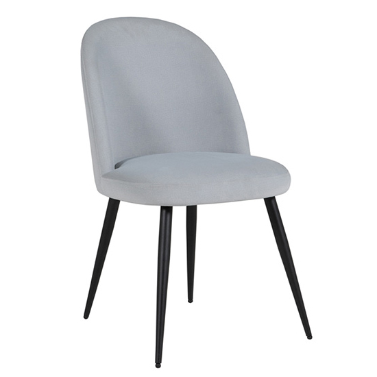 Gabbier Velvet Dining Chair With Black Legs In Silver